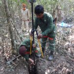 Setting DGPS rover into BFI plot center in Sundarbans